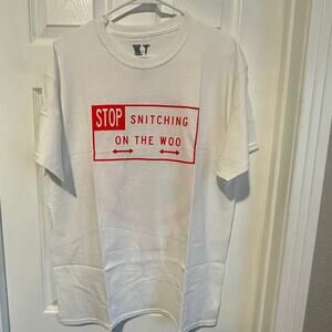 VLONE x Pop Smoke "Stop Snitching" T-Shirt White/Red Size Large